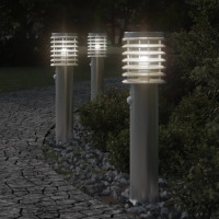 Produktbild för Utomhusgolvlampor med sensorer 3 st silver 60 cm rostfritt stål