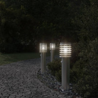 Produktbild för Utomhusgolvlampor med sensorer 3 st silver 60 cm rostfritt stål