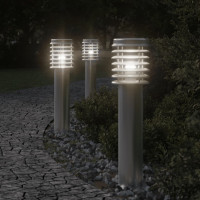 Produktbild för Utomhusgolvlampor 3 st silver 60 cm rostfritt stål