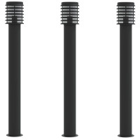 Produktbild för Utomhusgolvlampor 3 st svart 110 cm rostfritt stål