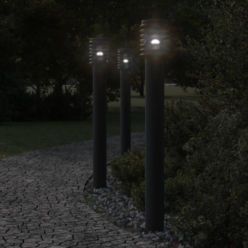 vidaXL Utomhusgolvlampa med eluttag svart 110 cm rostfritt stål