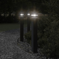 Produktbild för Utomhusgolvlampor med eluttag 3st svart 80 cm aluminium