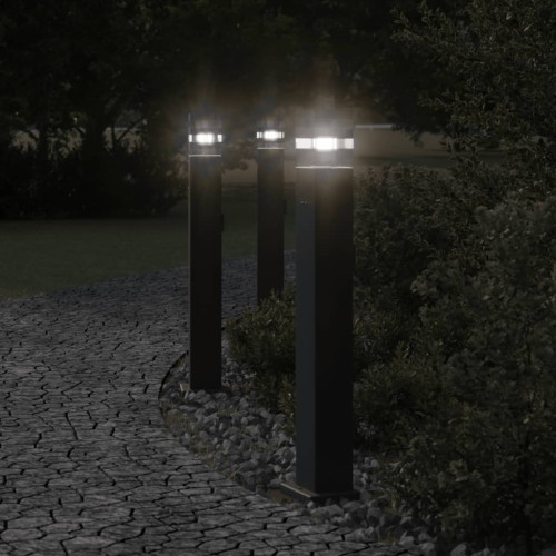vidaXL Utomhusgolvlampor med eluttag 3st svart 80 cm aluminium