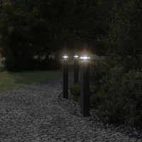 Produktbild för Utomhusgolvlampor med eluttag 3st svart 80 cm aluminium