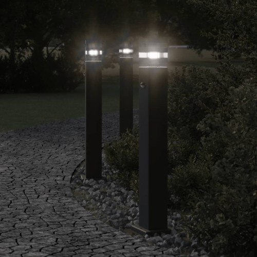 vidaXL Utomhusgolvlampa med sensor svart 80 cm aluminium