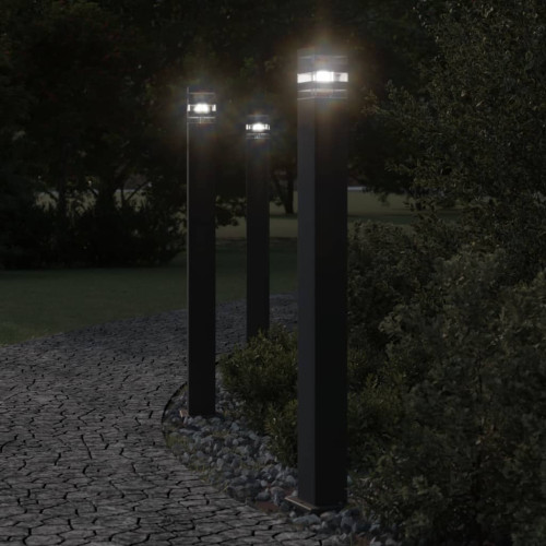 vidaXL Utomhusgolvlampa med sensor svart 110 cm aluminium