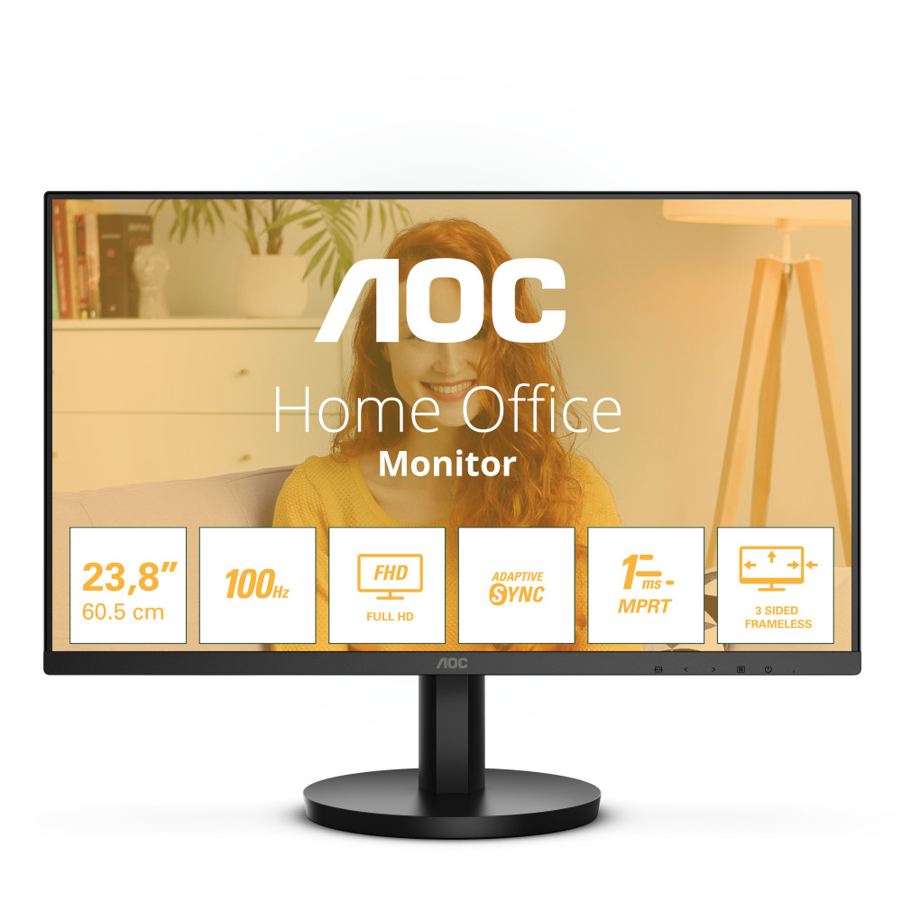Produktbild för AOC 24B3HMA2 platta pc-skärmar 60,5 cm (23.8") 1920 x 1080 pixlar Full HD LED Svart