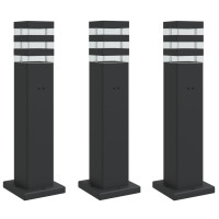 Produktbild för Utomhusgolvlampor med eluttag 3st svart 50 cm aluminium
