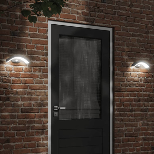 vidaXL Utomhusvägglampor LED med sensorer 2 st svart gjuten aluminium