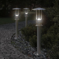 Produktbild för Utomhusgolvlampa silver 60 cm rostfritt stål