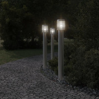Produktbild för Utomhusgolvlampa med eluttag silver 110 cm rostfritt stål
