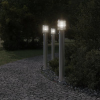 Produktbild för Utomhusgolvlampor med sensorer 3 st silver 110cm rostfritt stål