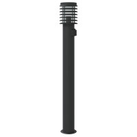 Produktbild för Utomhusgolvlampor med eluttag 3 st svart 110 cm rostfritt stål