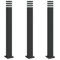 Produktbild för Utomhusgolvlampor med eluttag 3st svart 110 cm aluminium