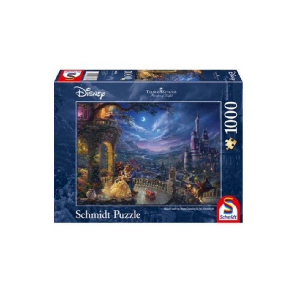 Produktbild för Disney - Beauty and the Beast Dancing in the Moonlight by Thomas Kinkade 1000 Piece Schmidt Puzzle