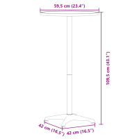 Produktbild för Barbord för trädgården höjdjusterbar Ø59,5x70/109,5cm aluminium