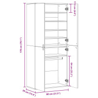 Produktbild för Skoskåp sonoma-ek 80x39x178 cm konstruerat trä