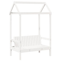 Produktbild för Sängram med bänk och tak vit 80x200 cm massiv furu