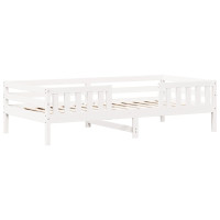 Produktbild för Sängram med bänk och tak vit 75x190 cm massiv furu