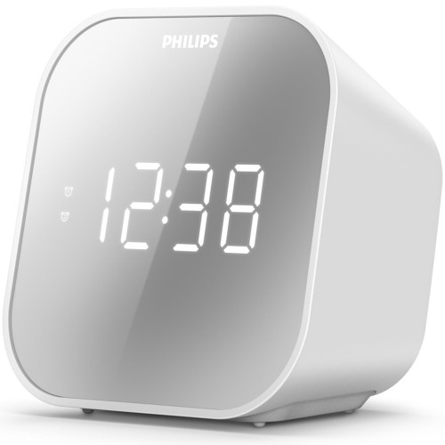 Philips Klockradio med spegel-finish-front. Digital FM-mottagare. USB-utgång för mobil-laddning