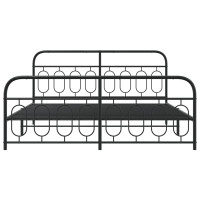 Produktbild för Sängram utan madrass med fotgavel metall svart 160x200 cm