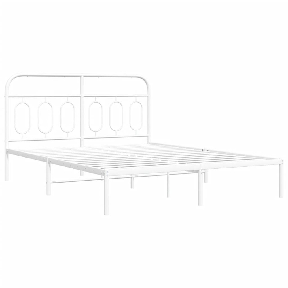 Produktbild för Sängram med huvudgavel metall vit 140x200 cm