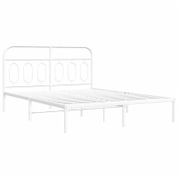Produktbild för Sängram med huvudgavel metall vit 140x200 cm