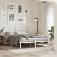 Produktbild för Sängram med huvudgavel metall vit 140x200 cm