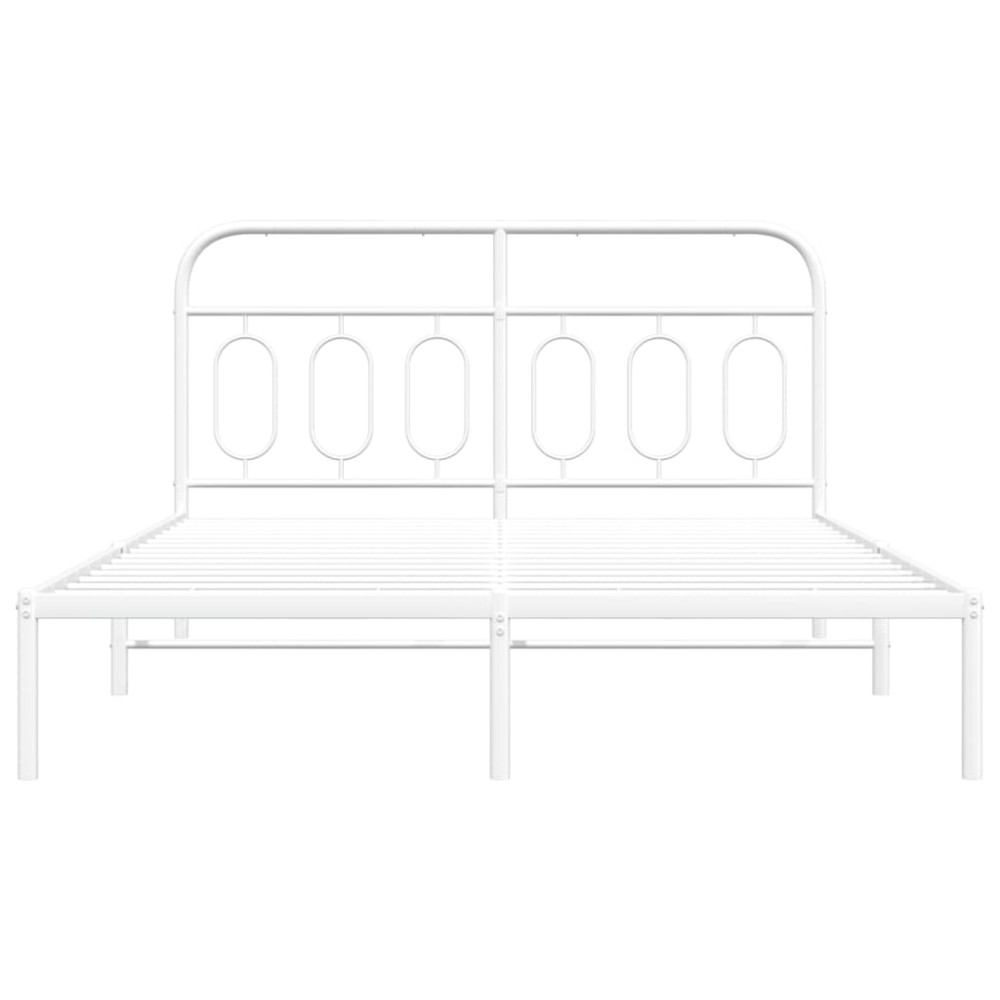 Produktbild för Sängram med huvudgavel metall vit 140x200 cm