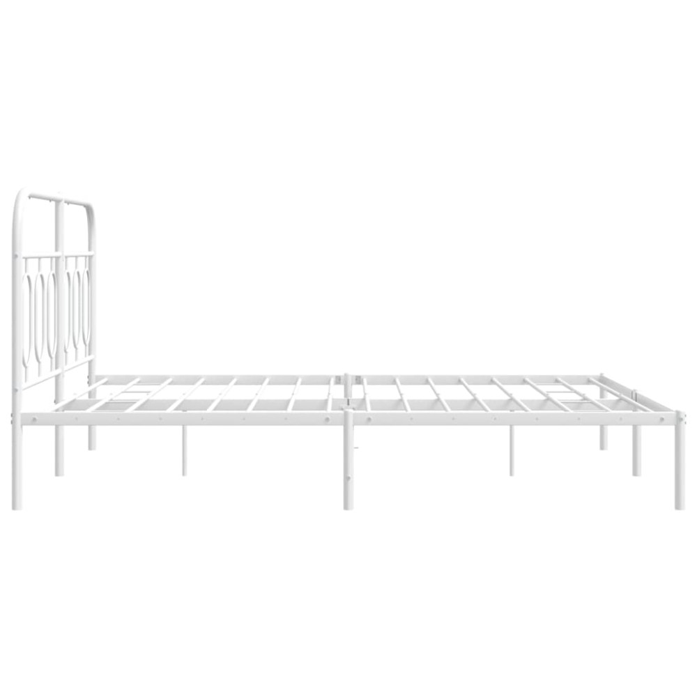 Produktbild för Sängram med huvudgavel metall vit 140x200 cm