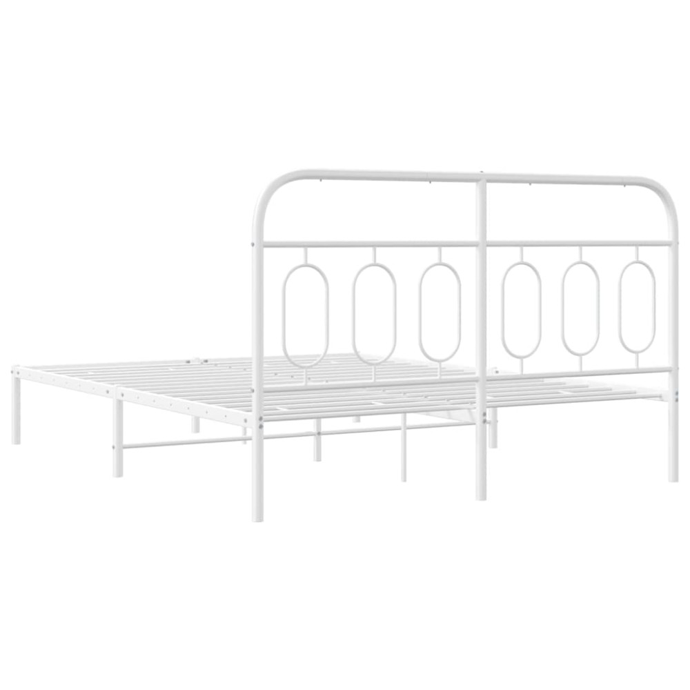 Produktbild för Sängram med huvudgavel metall vit 140x200 cm