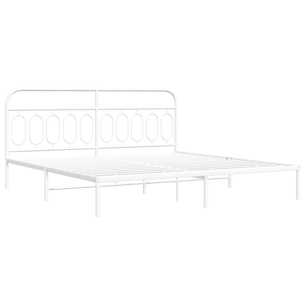 Produktbild för Sängram med huvudgavel metall vit 200x200 cm