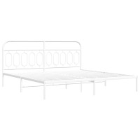 Produktbild för Sängram med huvudgavel metall vit 200x200 cm