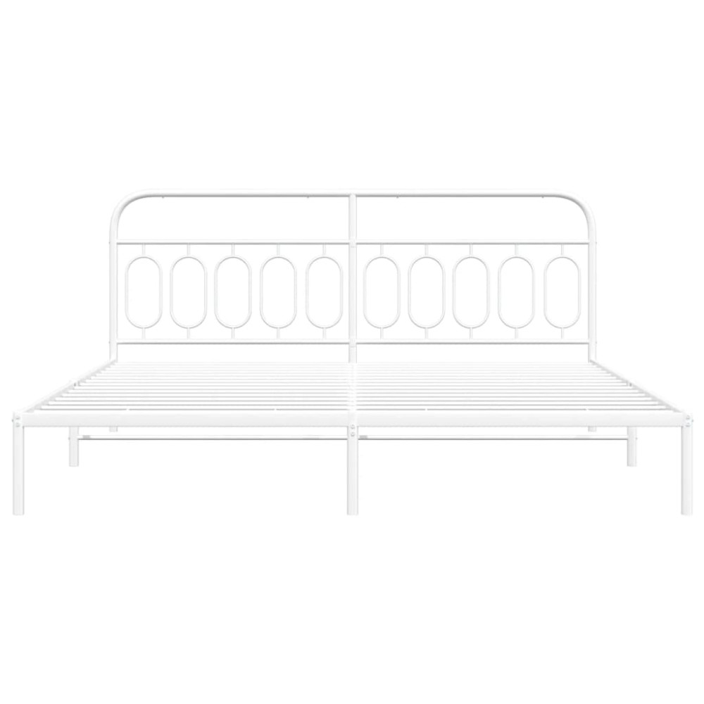Produktbild för Sängram med huvudgavel metall vit 200x200 cm
