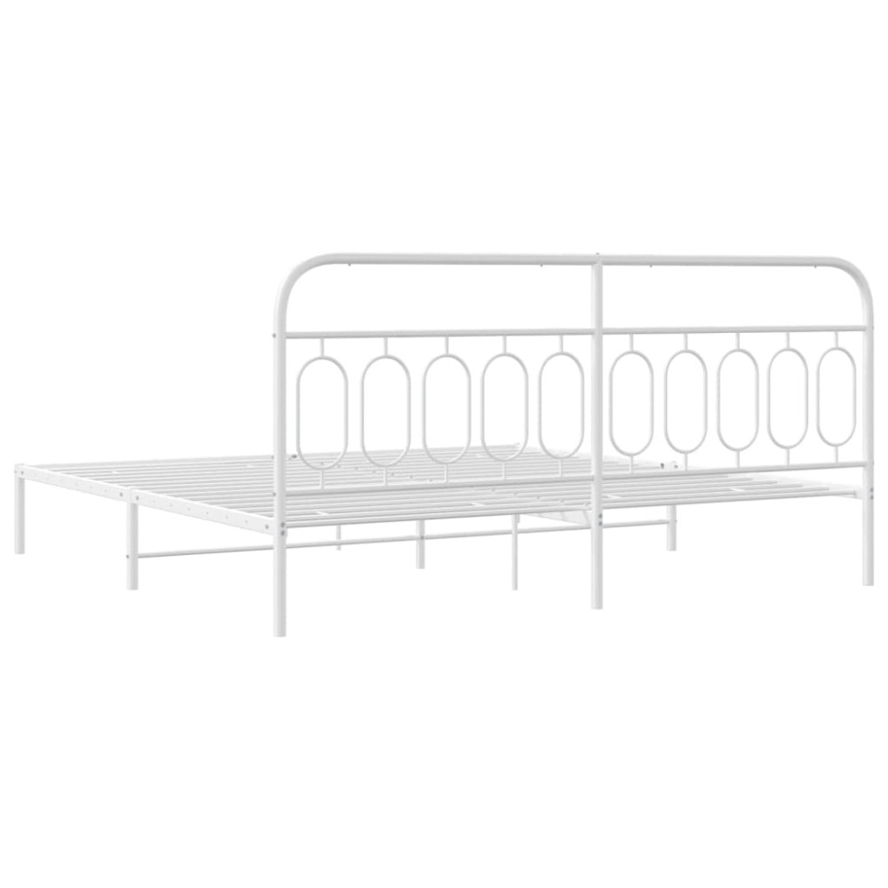 Produktbild för Sängram med huvudgavel metall vit 200x200 cm