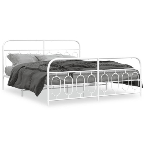 vidaXL Sängram med huvudgavel och fotgavel vit metall 193x203 cm