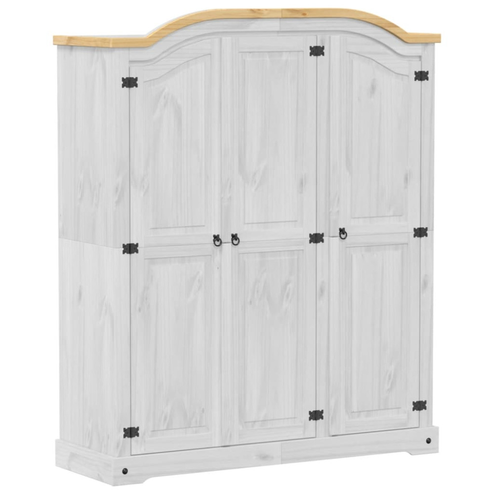 Produktbild för Garderob Corona vit 151,5x52x186 cm massiv furu