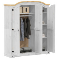Produktbild för Garderob Corona vit 151,5x52x186 cm massiv furu
