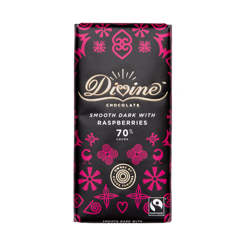 Produktbild för Divine Mörk Choklad 70% Hallon 90g