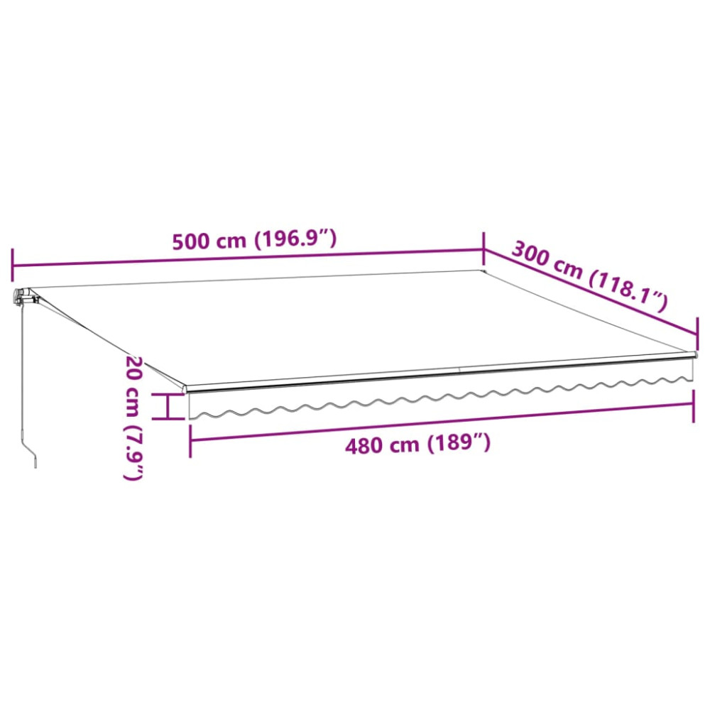 Produktbild för Markis manuellt infällbar 500x300 cm brun
