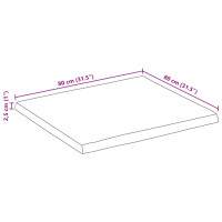 Produktbild för Bordsskiva 80x80x2,5 cm levande kant massivt mangoträ