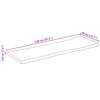 Produktbild för Bordsskiva 120x40x3,8 cm levande kant massivt mangoträ