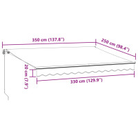 Produktbild för Markis manuellt infällbar med LEDs antracit och vit 350x250 cm