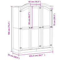 Produktbild för Garderob Corona 151,5x52x186 cm massiv furu