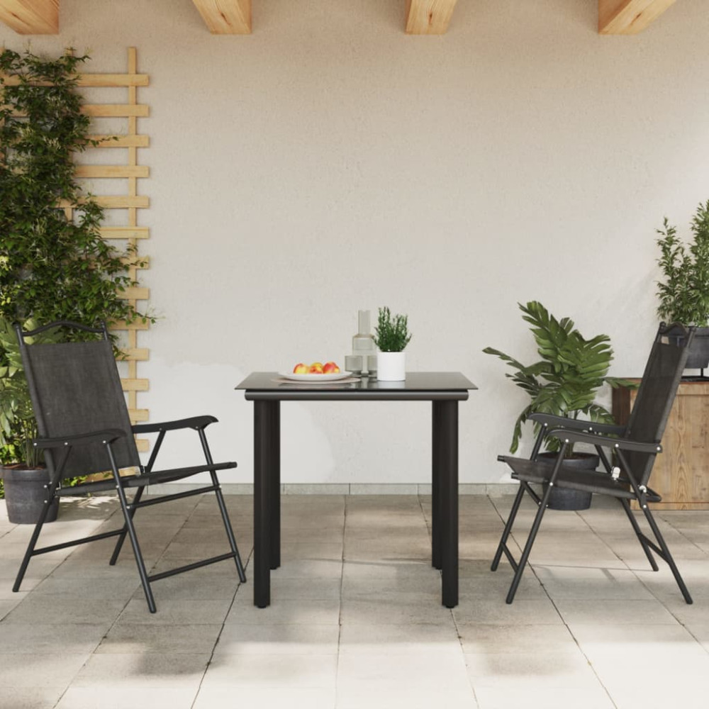 Produktbild för Hopfällbara trädgårdsstolar 2 st melange grå stål och textilene