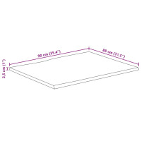 Produktbild för Bordsskiva 90x80x2,5 cm levande kant massivt mangoträ