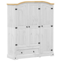 Produktbild för Garderob Corona vit 151,5x52x186 cm massiv furu