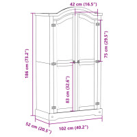 Produktbild för Garderob Corona 102x52x186 cm massiv furu
