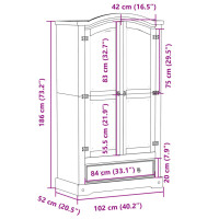 Produktbild för Garderob Corona 102x52x186 cm massiv furu