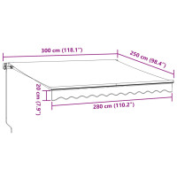 Produktbild för Markis manuellt infällbar antracit&vit 300x250 cm